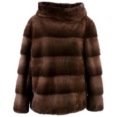 Lilly e Violetta Bespoke Mink Fur High Neck Pullover Jacket US 8