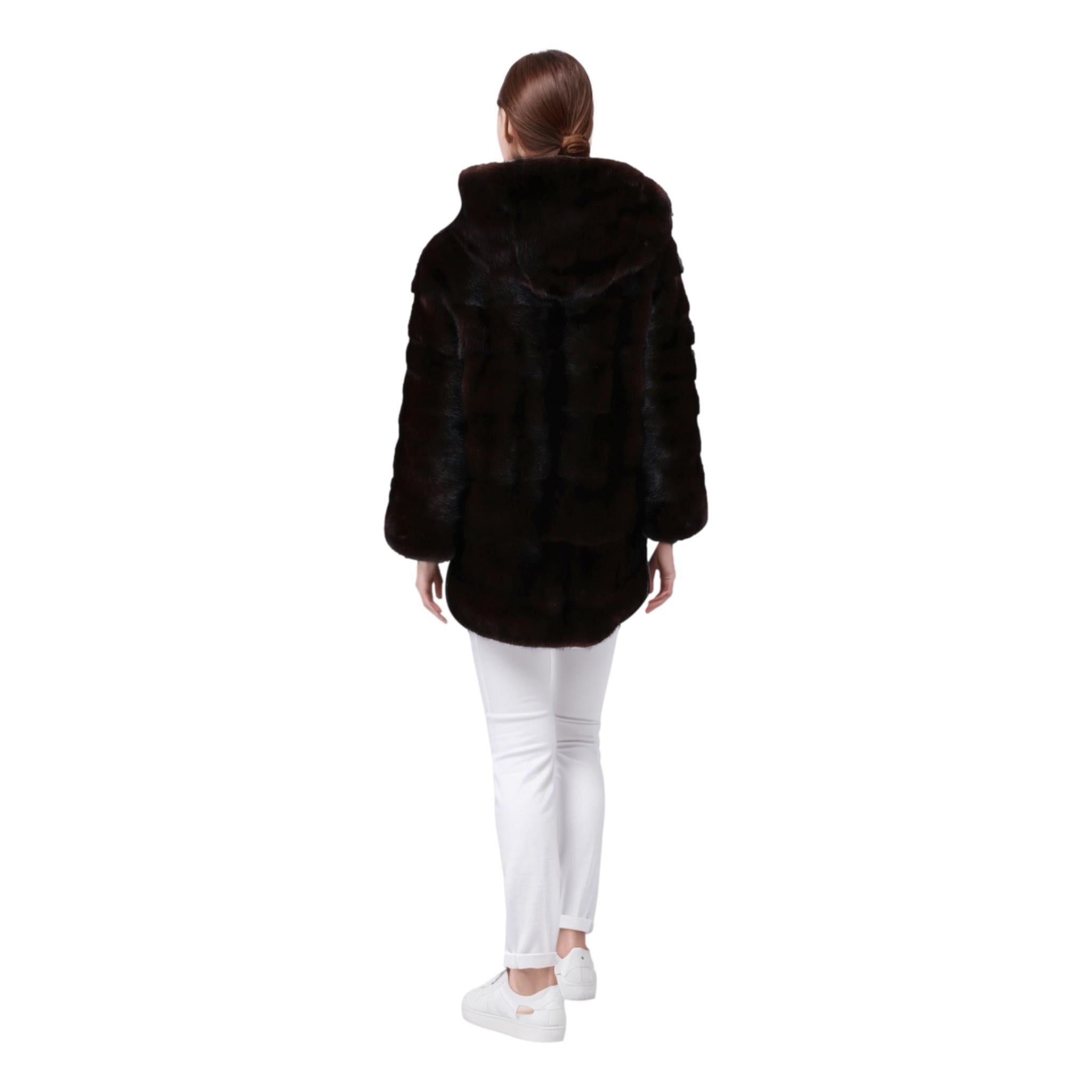 Lilly E Violetta Hooded Mink Fur Coat In Excellent Condition In London, GB