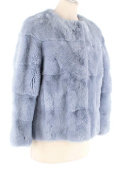 Lilly e Violetta Light blue mink vison cropped sleeved jacket
