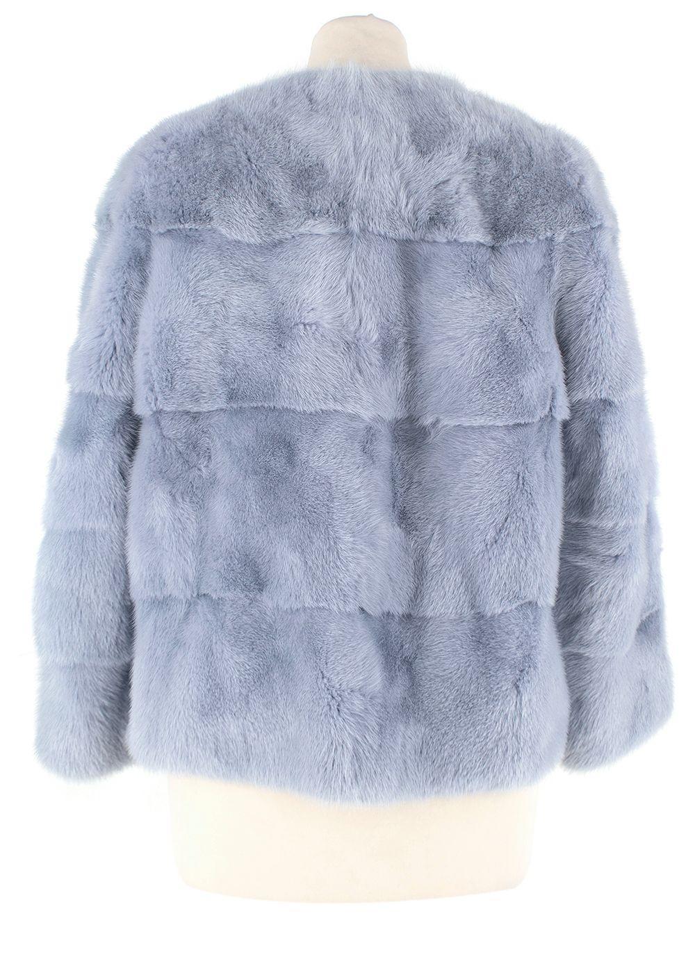 Lilly e Violetta Light blue mink vison cropped sleeved jacket In Excellent Condition For Sale In London, England
