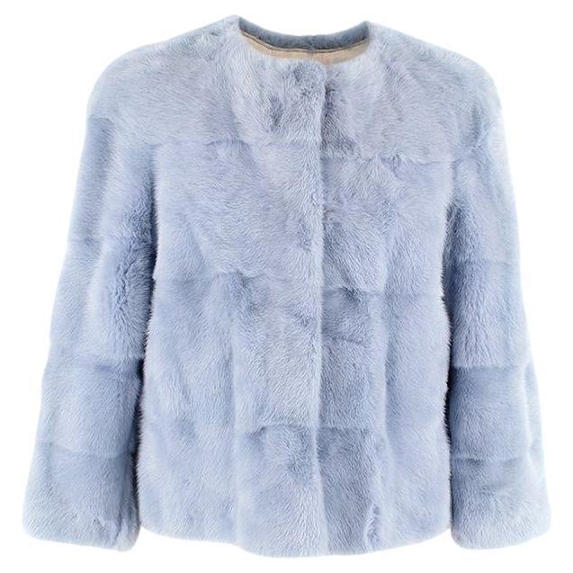 Lilly e Violetta Light blue mink vison cropped sleeved jacket For Sale
