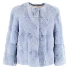Lilly e Violetta Light blue mink vison cropped sleeved jacket