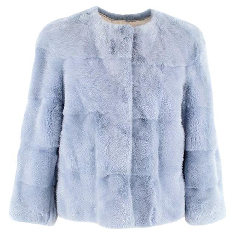 Lilly e Violetta Light blue mink vison cropped sleeved jacket For 
