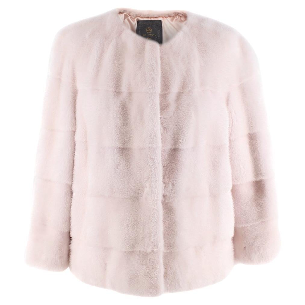 Lilly e Violetta Sarah Light Pink Cropped Mink Jacket - Size 6US For Sale