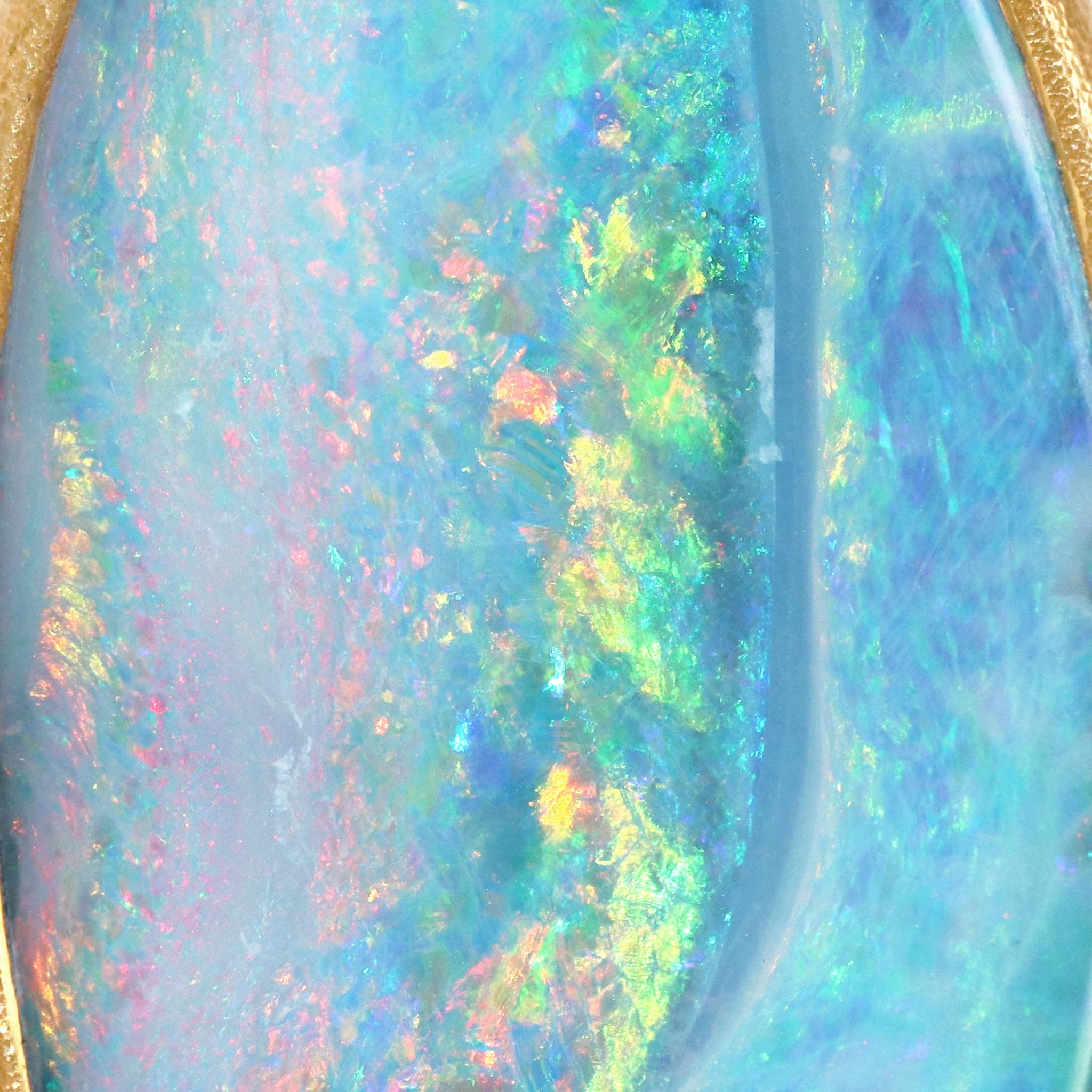 Lilly Fitzgerald Dreamy Australian Boulder Opal Cast Carved 22k Statement Ring In New Condition In Dallas, TX