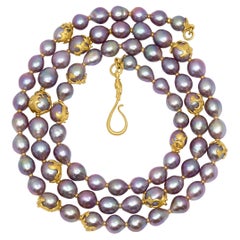 Lilly Fitzgerald Opera Length Natural Chinese Freshwater Pearl 22k Necklace
