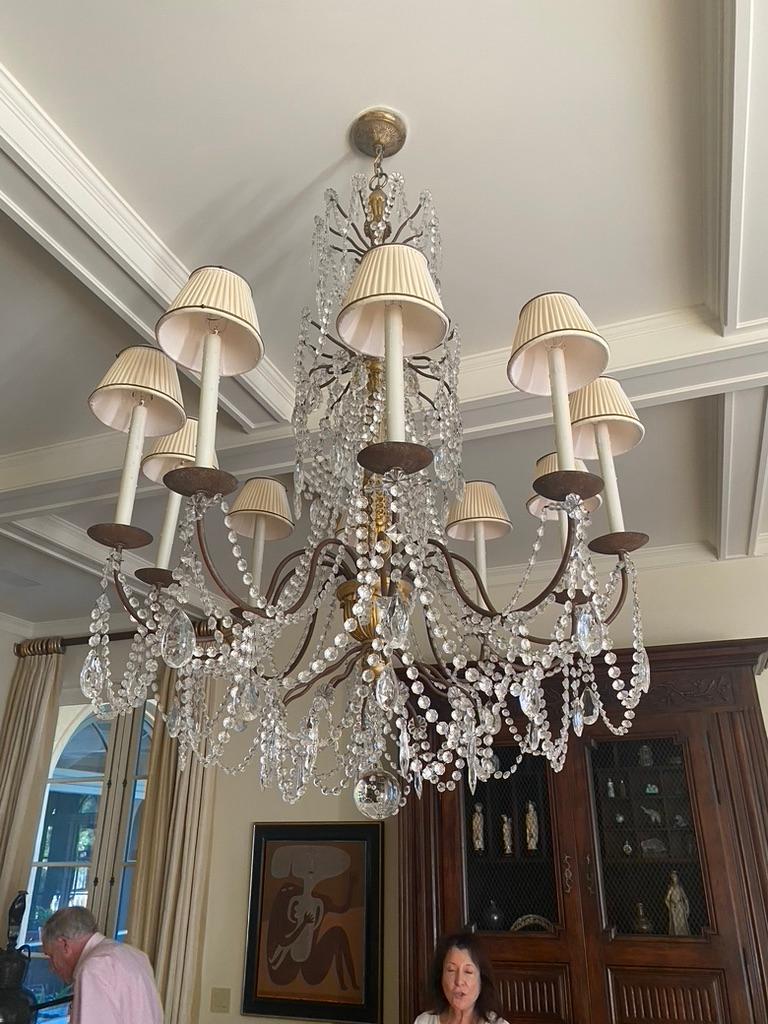Gilt Lilly French Basket Crystal Chandelier with 10 Lamps