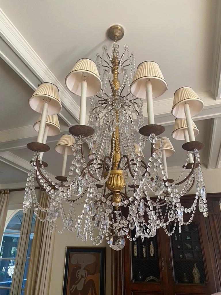Lilly French Basket Crystal Chandelier with 10 Lamps In Good Condition In Los Angeles, CA
