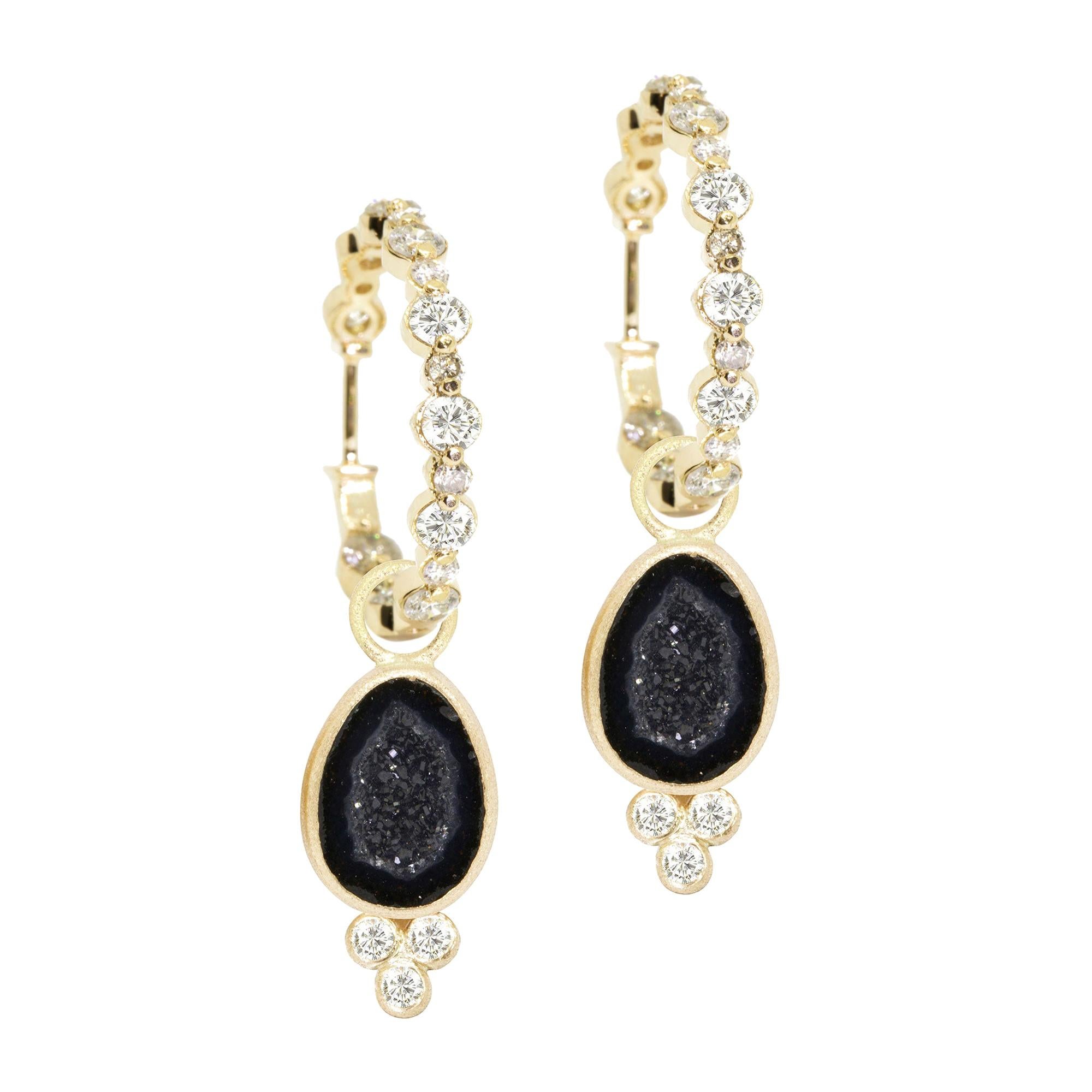 Lilly Geode 18 Karat Gold Earrings For Sale