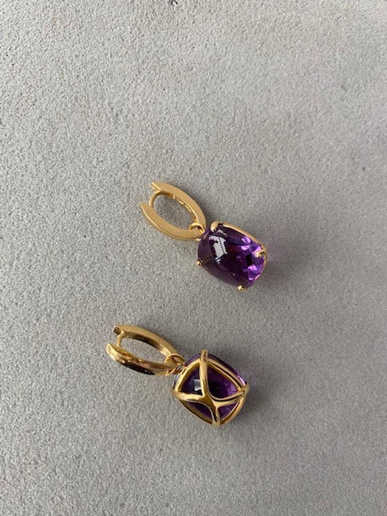 Contemporary Lilly Hastedt Amethyst Gold Hoop Earrings