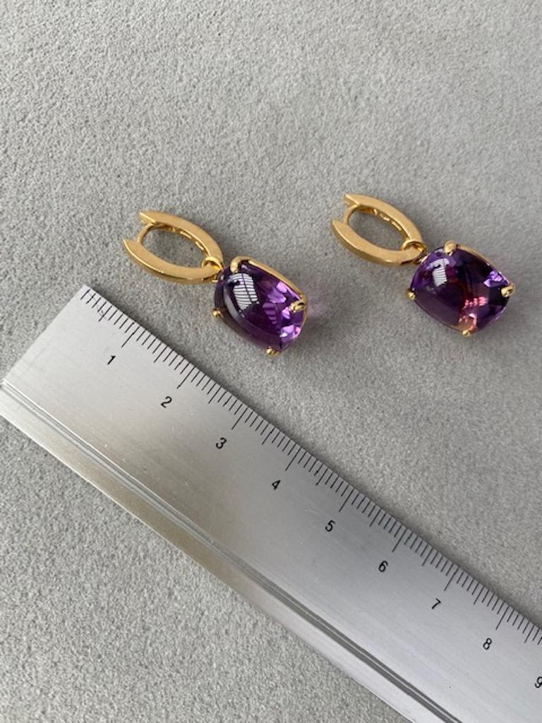 Antique Cushion Cut Lilly Hastedt Amethyst Gold Hoop Earrings