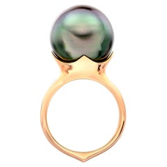 Lilly Hastedt Anillo de oro rosa con perla negra de Tahití