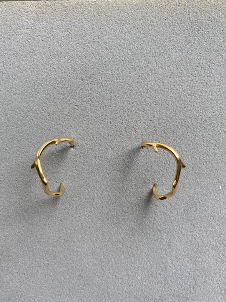 Contemporary Lilly Hastedt Coral Twig Gold Hoop Earrings For Sale