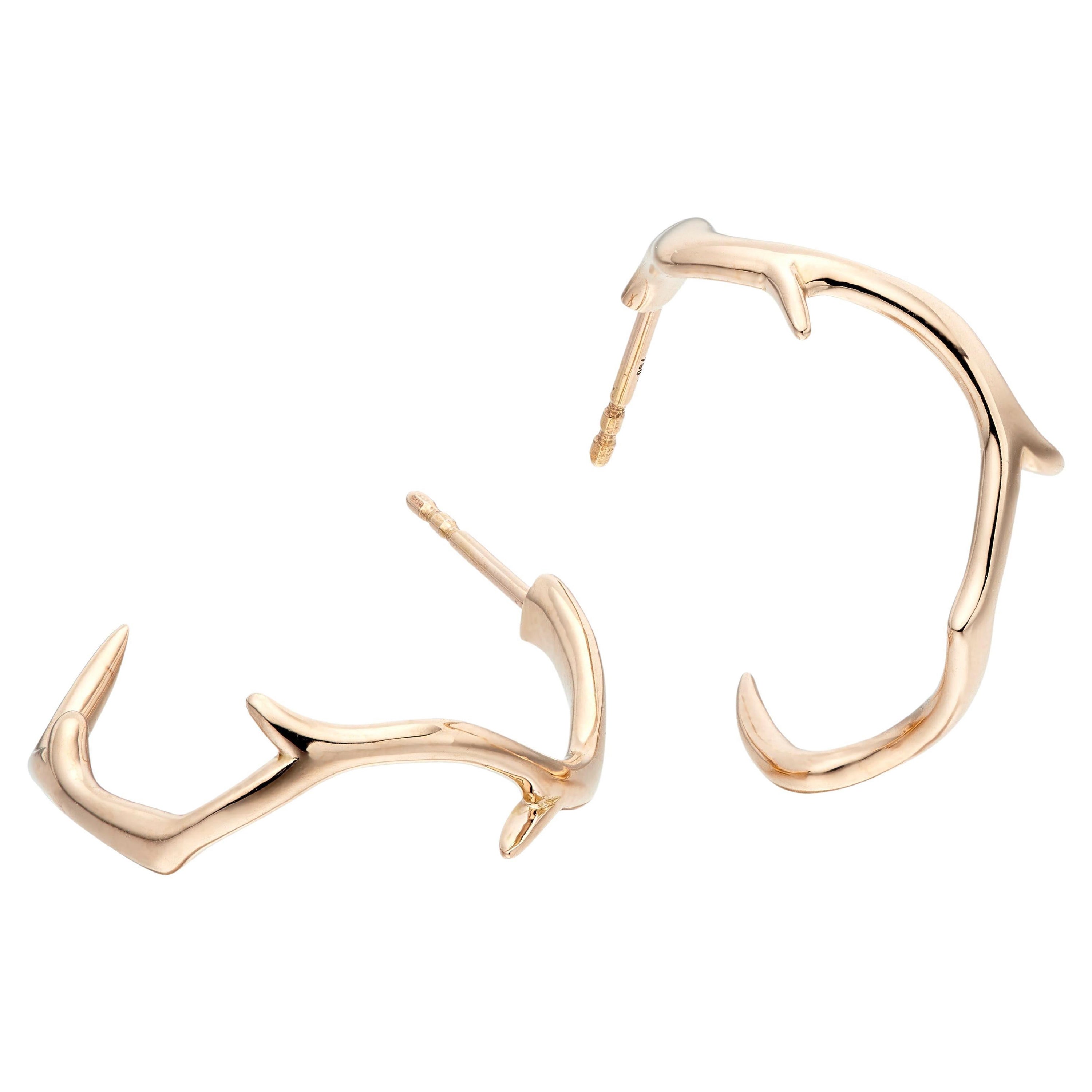 Lilly Hastedt Coral Twig Gold Hoop Earrings For Sale