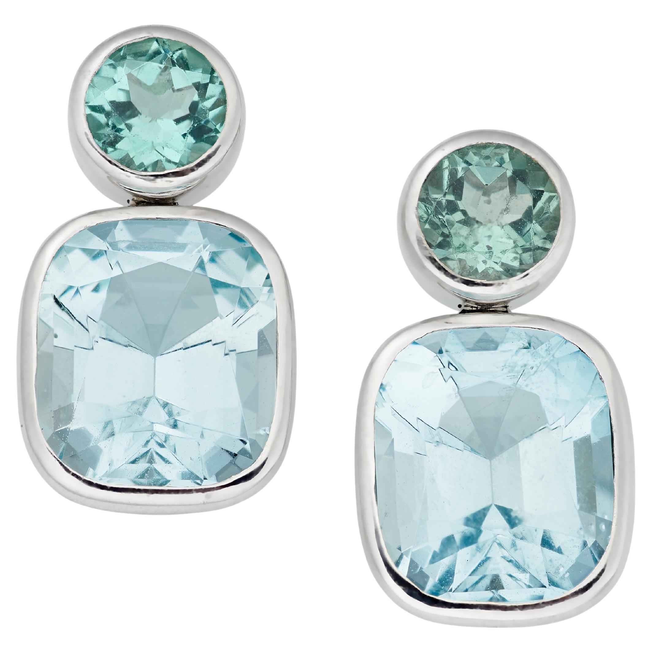 Lilly Hastedt Green Beryl and Aquamarine Earrings