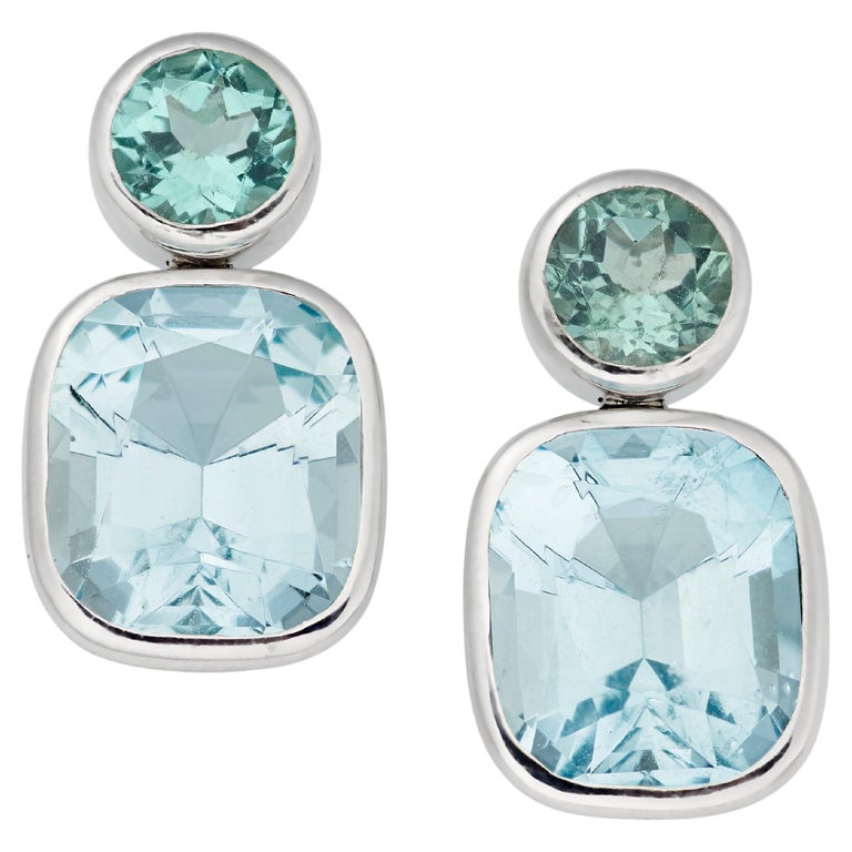 Lilly Hastedt Green Beryl and Aquamarine Earrings For Sale at 1stDibs