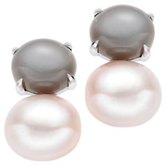 Lilly Hastedt Boucles d'oreilles grises en pierre de lune et perles d'eau douce