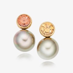 Lilly Hastedt Malaya Garnet and Zircon Tahitian Pearl Earrings