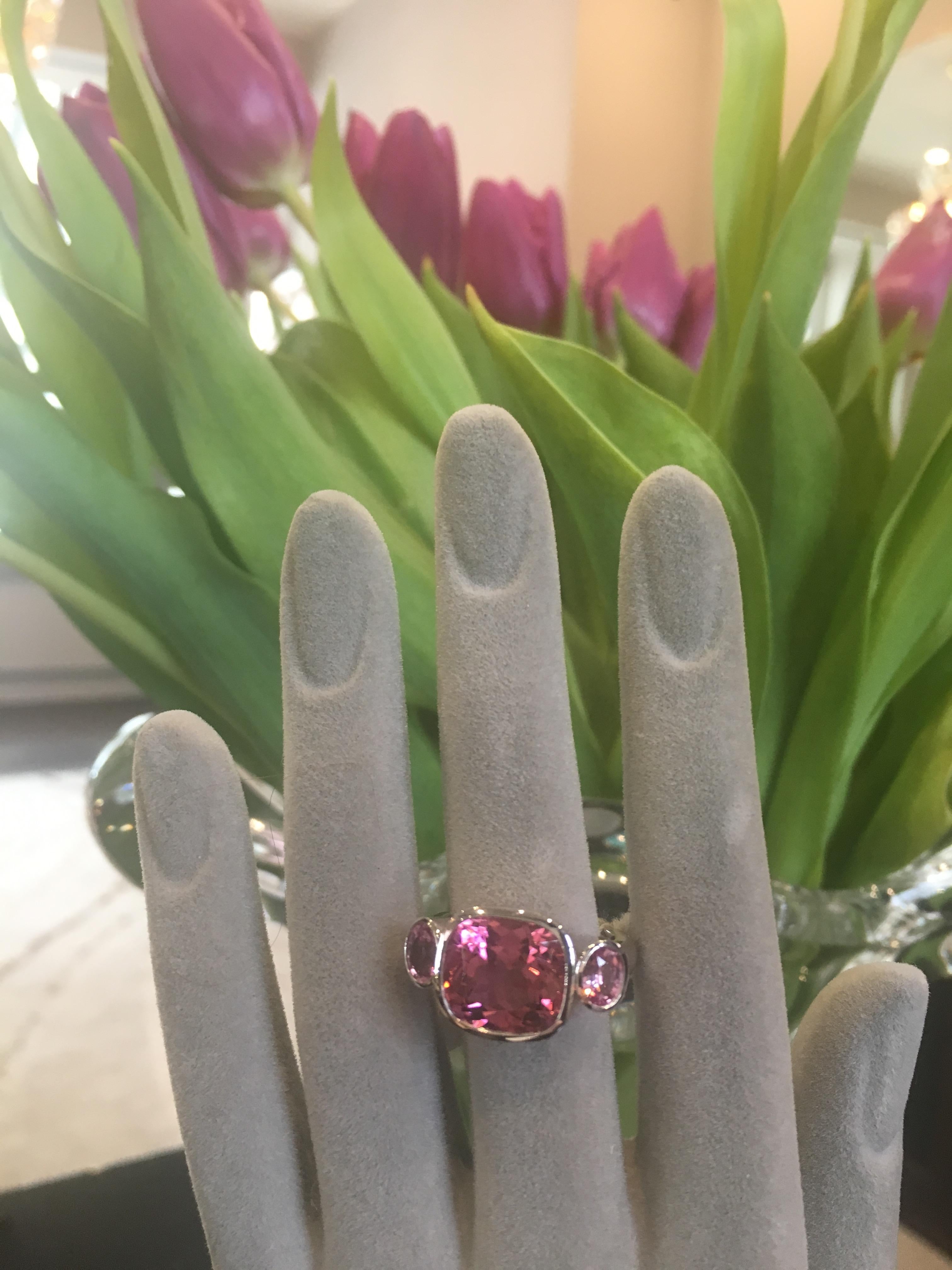 Lilly Hastedt Pink Tourmaline and Padparascha Sapphire Ring in 18 Karat Gold 2
