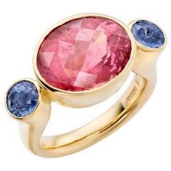 Lilly Hastedt Pink Tourmaline and Tanzanite Gold Curvy Bon Bon Ring