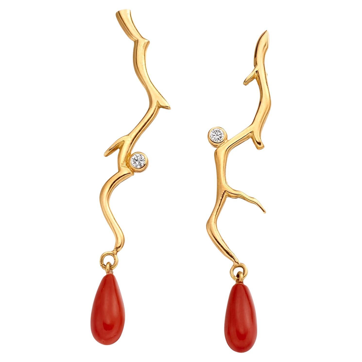 Lilly Hastedt, boucles d'oreilles Reflections mini inspiration corail en vente