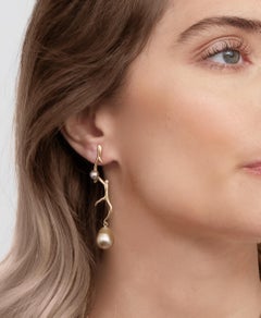 Lilly Hastedt Reflections Tahitian Pearl Coral Inspiration Gold Earrings