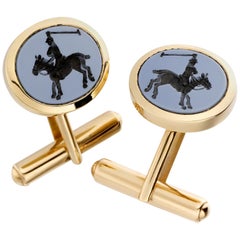 Lilly Hastedt Sardonyx Polo Cufflinks 18 Karat Yellow Gold