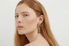 Snake and Black Pearl 18 Karat Cocktail Earrings