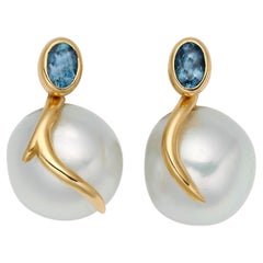 Lilly Hastedt South Sea Pearl and Aquamarine Earrings