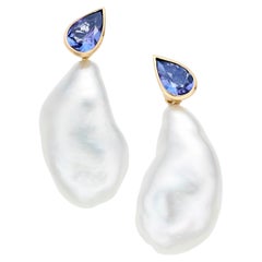 Lilly Hastedt Tanzanite and Keshi South Sea Pearl Earrings