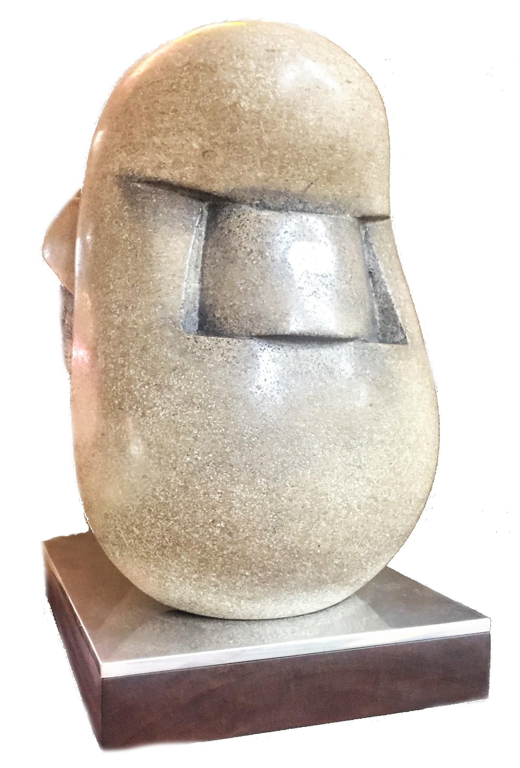 Modern Lilly M. Tussey, Centurion, Limestone & Paint Abstract Sculpture, circa 1970s
