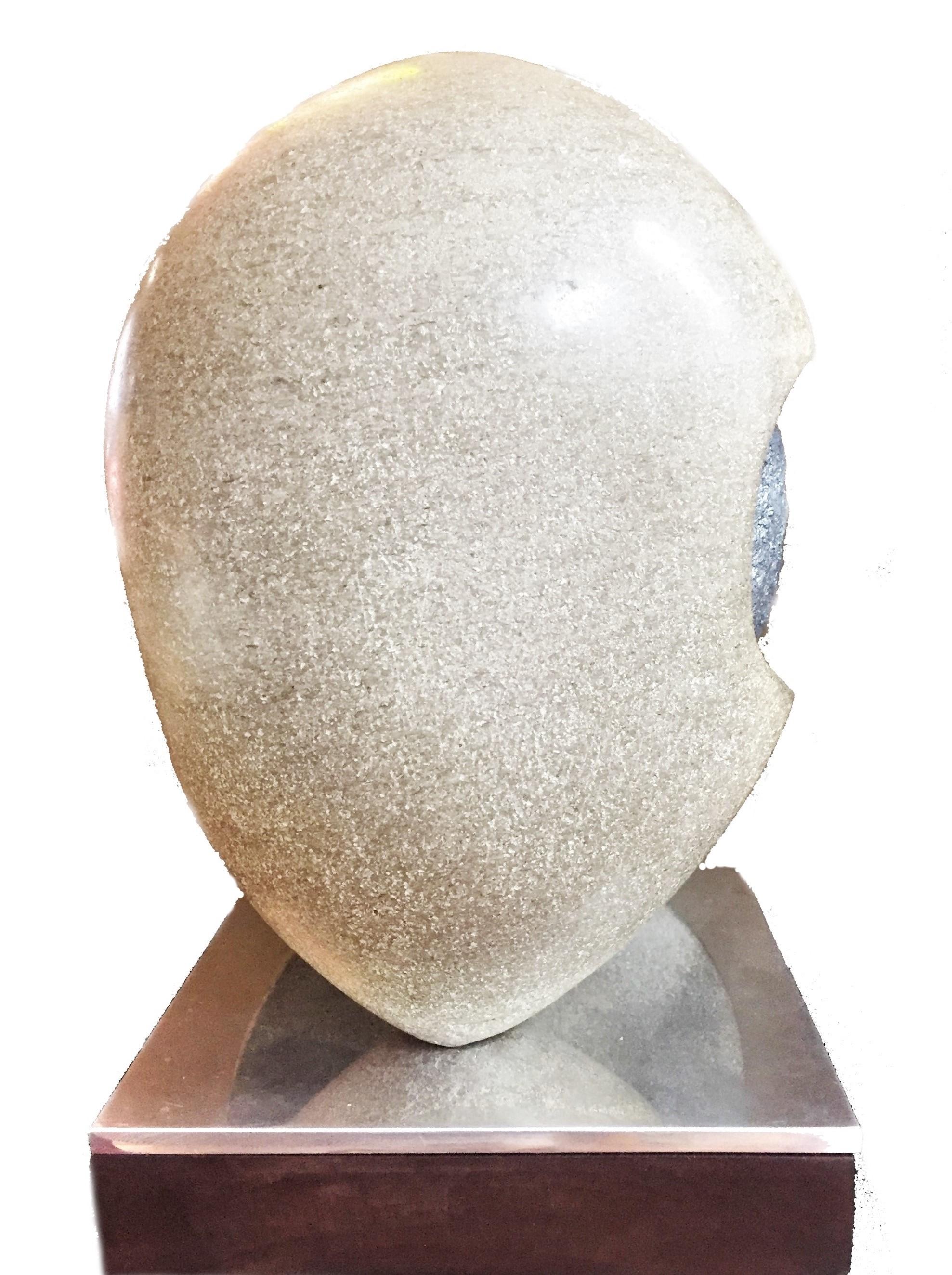 Hand-Carved Lilly M. Tussey, Centurion, Limestone & Paint Abstract Sculpture, circa 1970s