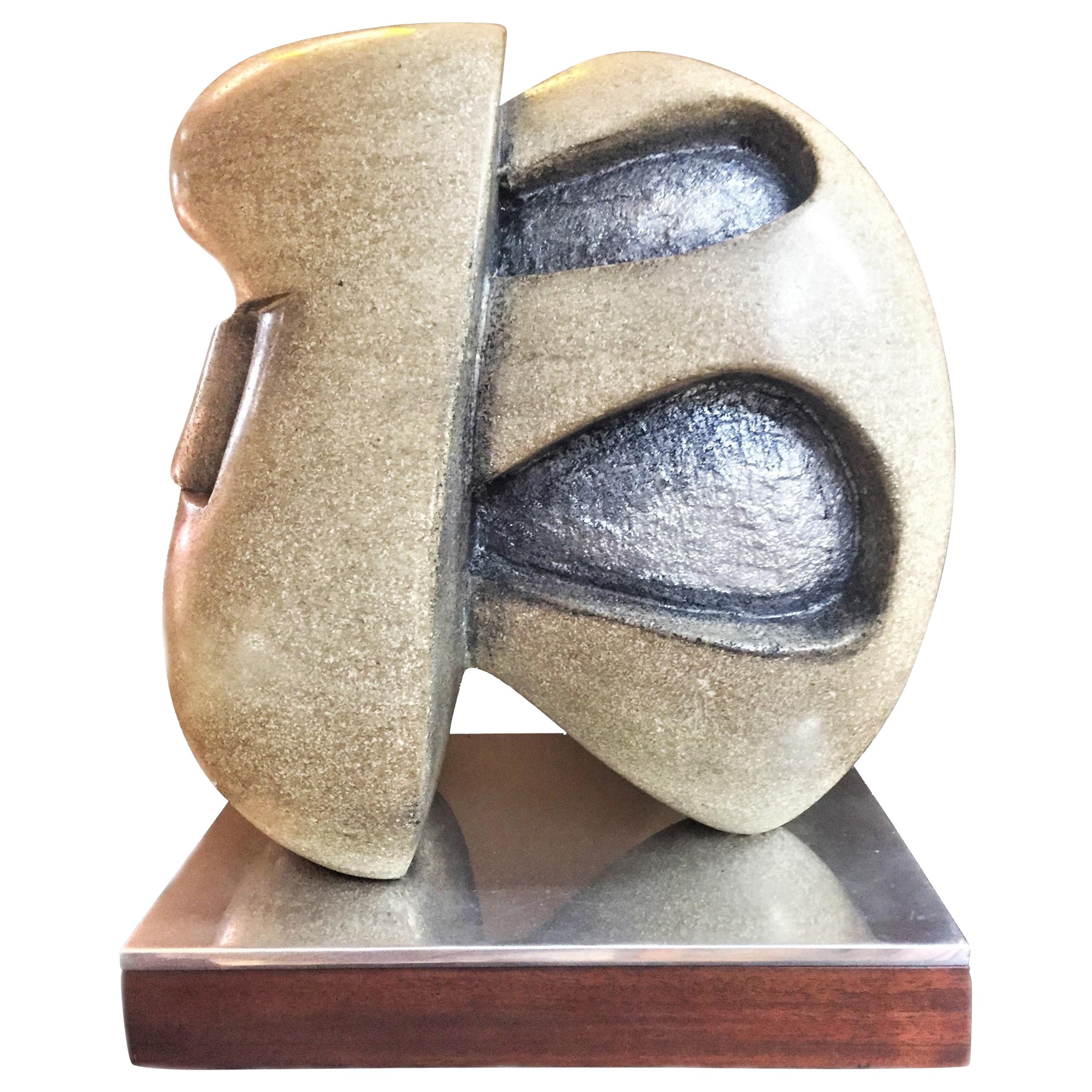Lilly M. Tussey, Centurion, Limestone & Paint Abstract Sculpture, circa 1970s