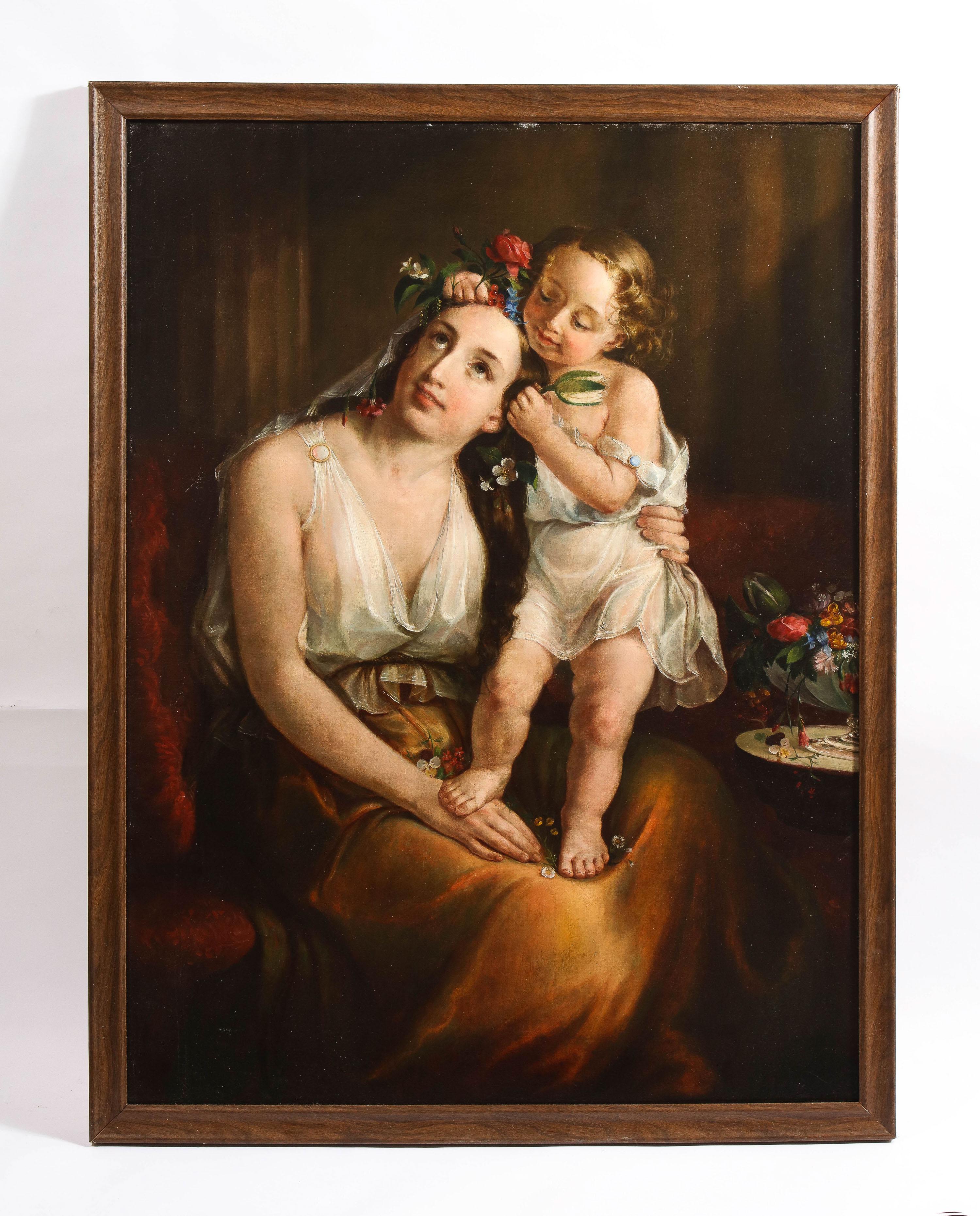 Lilly Martin Spencer (américaine, 1822-1902) Un portrait d'une mère et d'enfant en vente 1