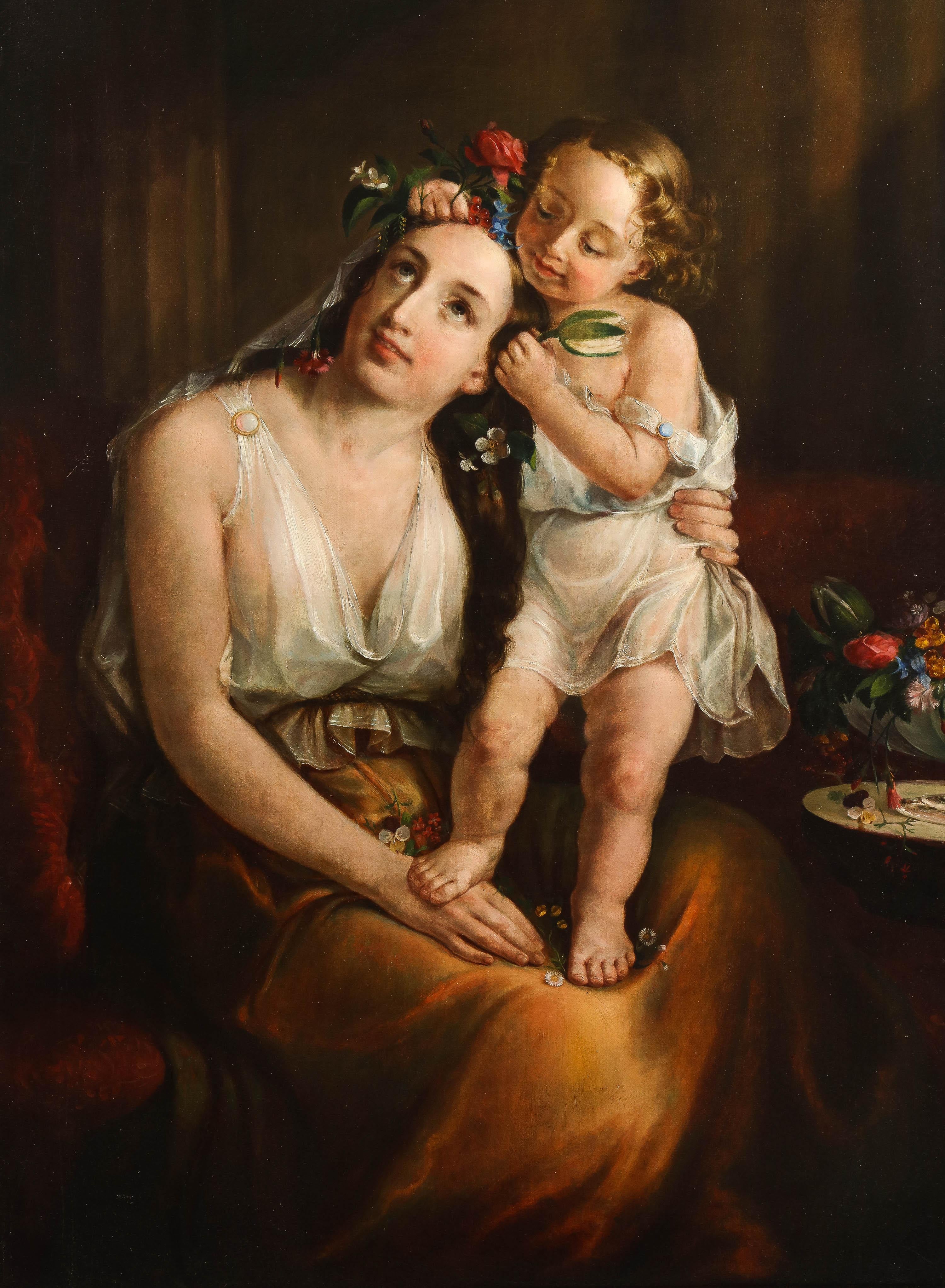 Lilly Martin Spencer (américaine, 1822-1902) Un portrait d'une mère et d'enfant en vente 3