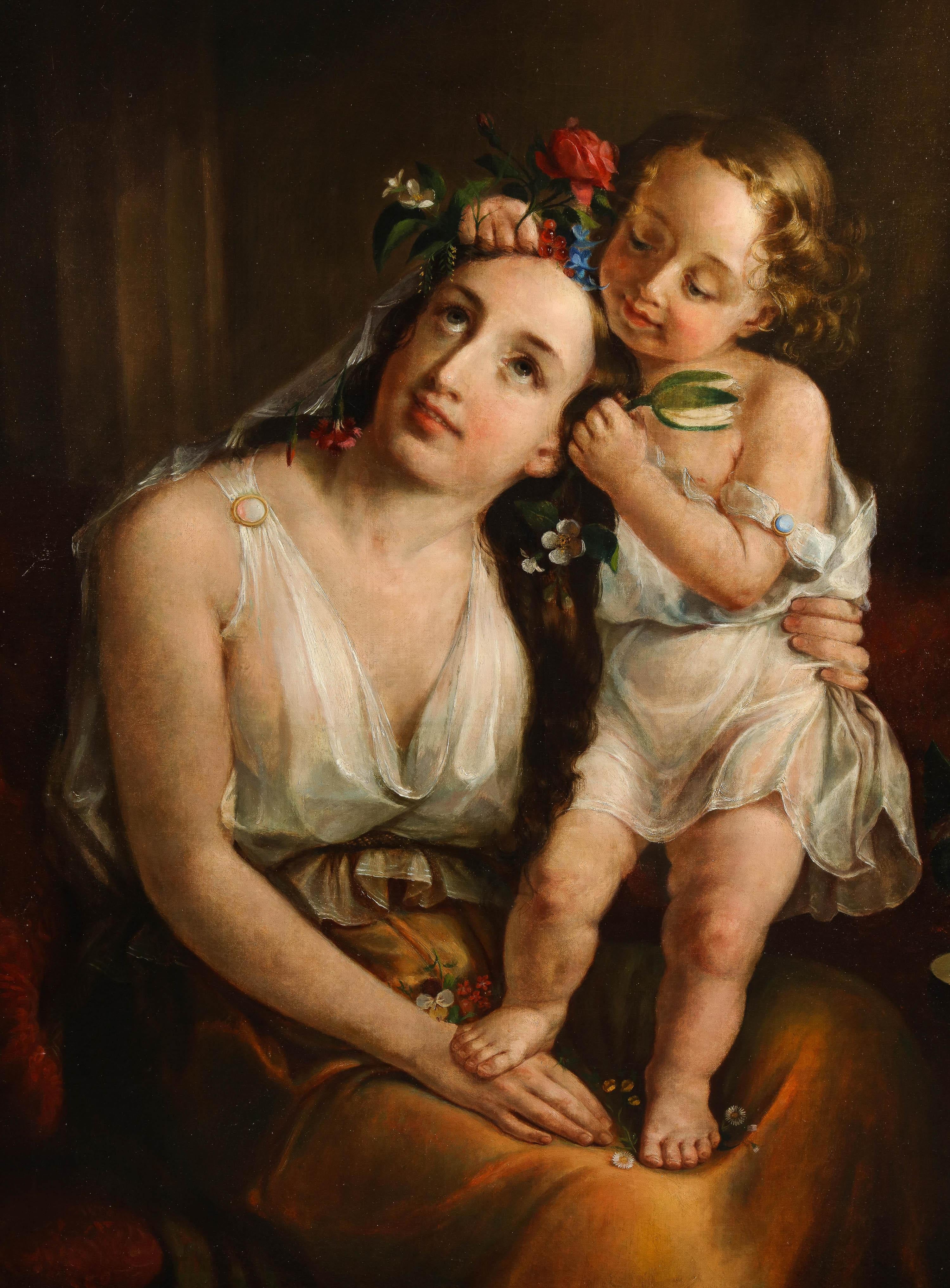 Lilly Martin Spencer (American, 1822-1902) A Portrait of a Mother and Child For Sale 1
