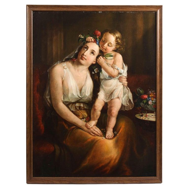 Lilly Martin Spencer ( Amerikanerin, 1822-1902) Ein Porträt einer Mutter und eines Kindes

19. Jahrhundert.

Öl auf Leinwand, signiert

Lilly Martin Spencer war eine der beliebtesten amerikanischen Genremalerinnen in der Mitte des neunzehnten