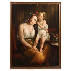 Antique Lilly Martin Spencer (American, 1822-1902) A Portrait of a Mother and Child