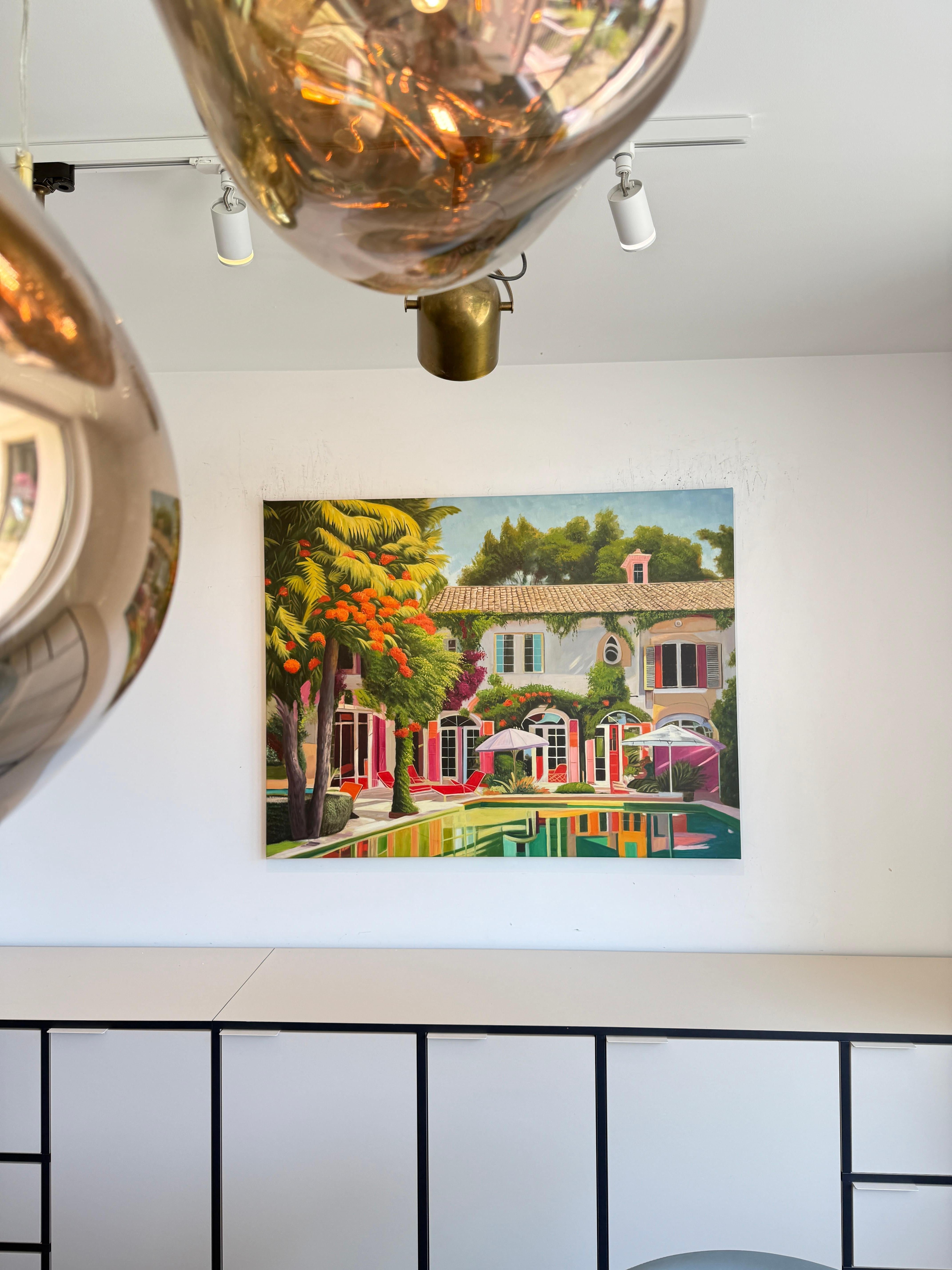 A House Becomes a Home With you - Contemporary Architecture Pool House Painting For Sale 13