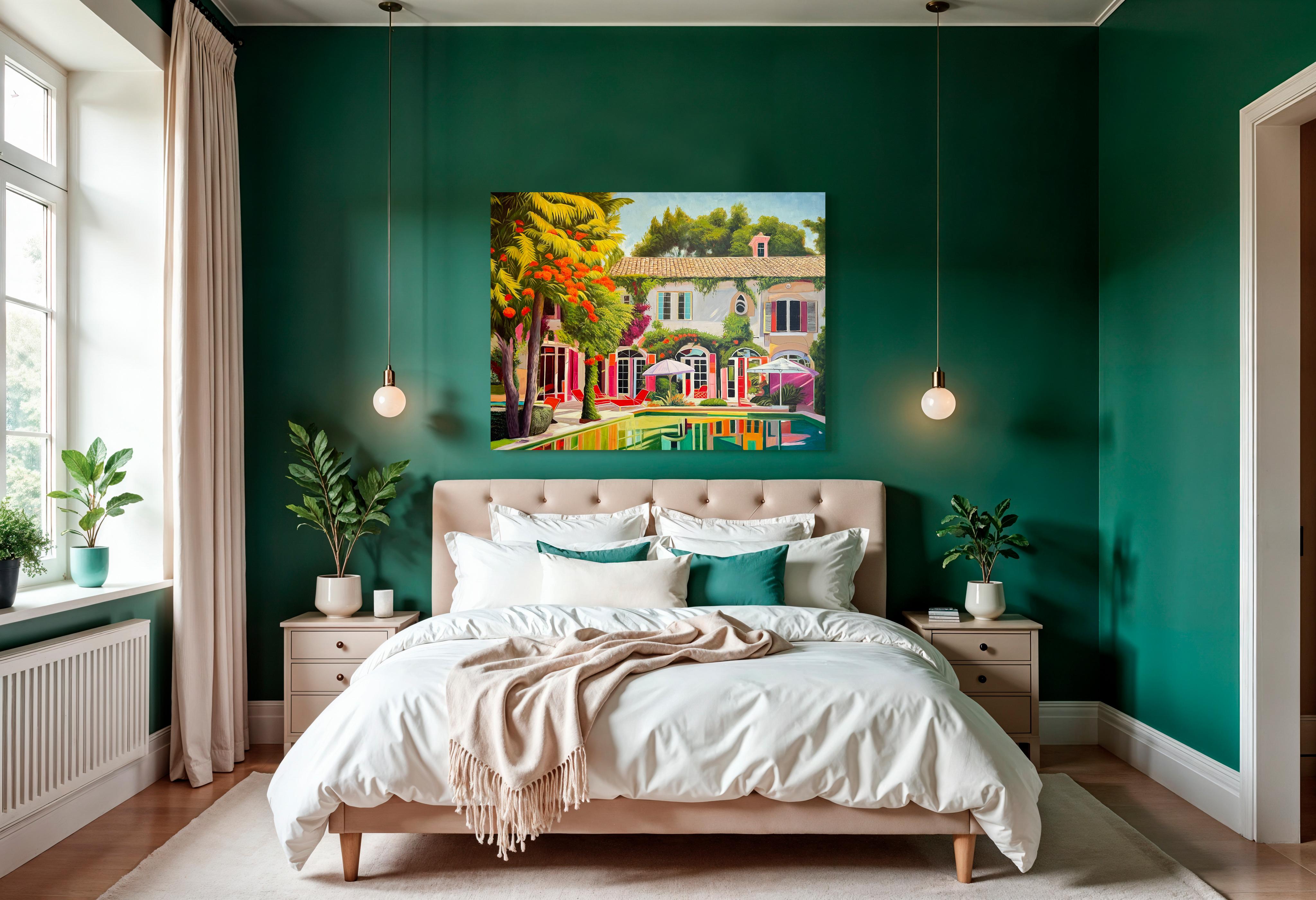 A House Becomes a Home With you - Contemporary Architecture Pool House Painting For Sale 14