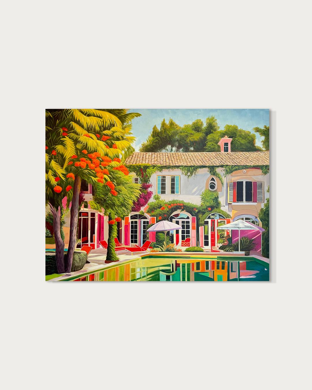 A House Becomes a Home With you - Contemporary Architecture Pool House Painting For Sale 1