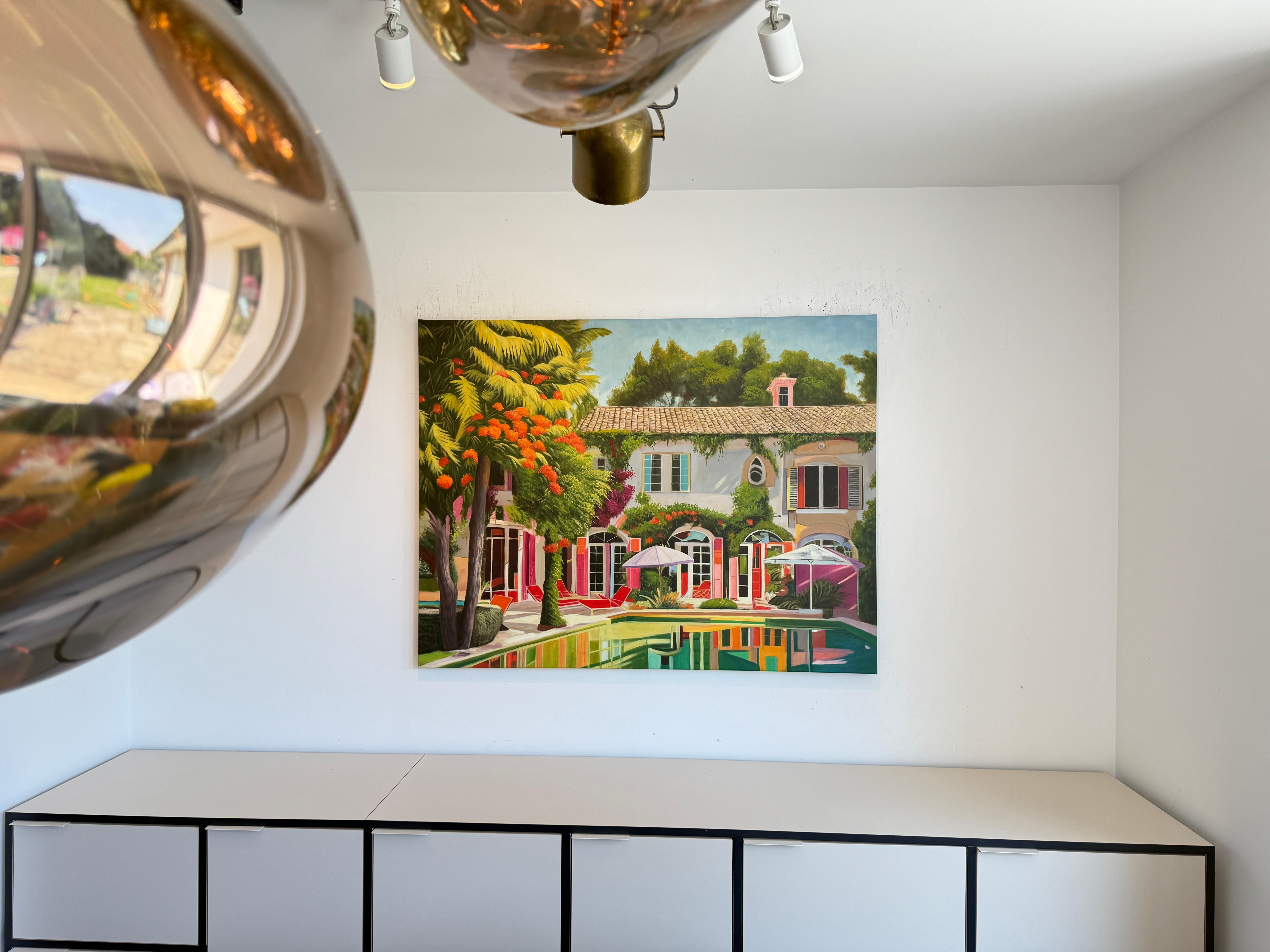 A House Becomes a Home With you - Contemporary Architecture Pool House Painting For Sale 3