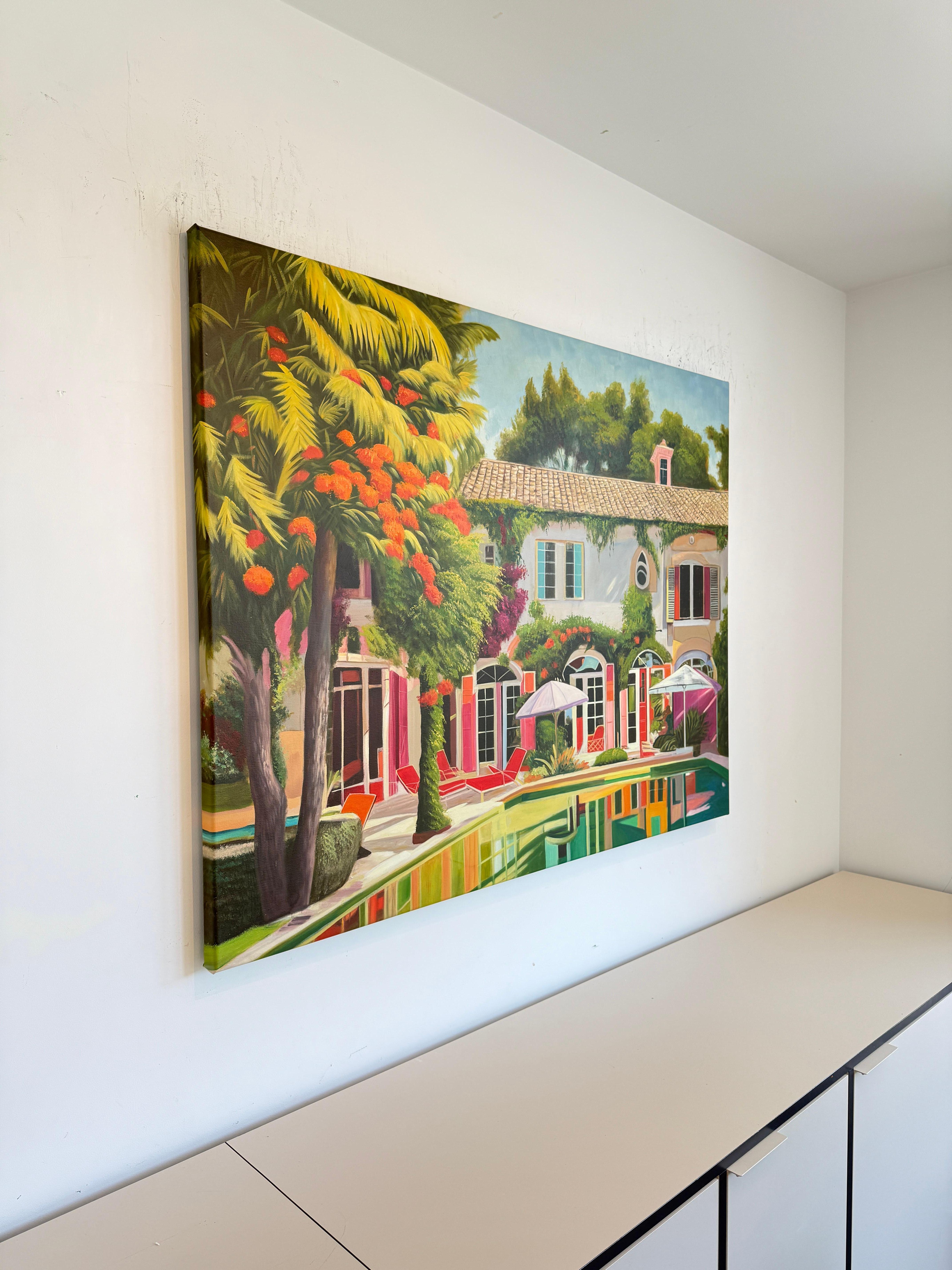 A House Becomes a Home With you - Contemporary Architecture Pool House Painting For Sale 5