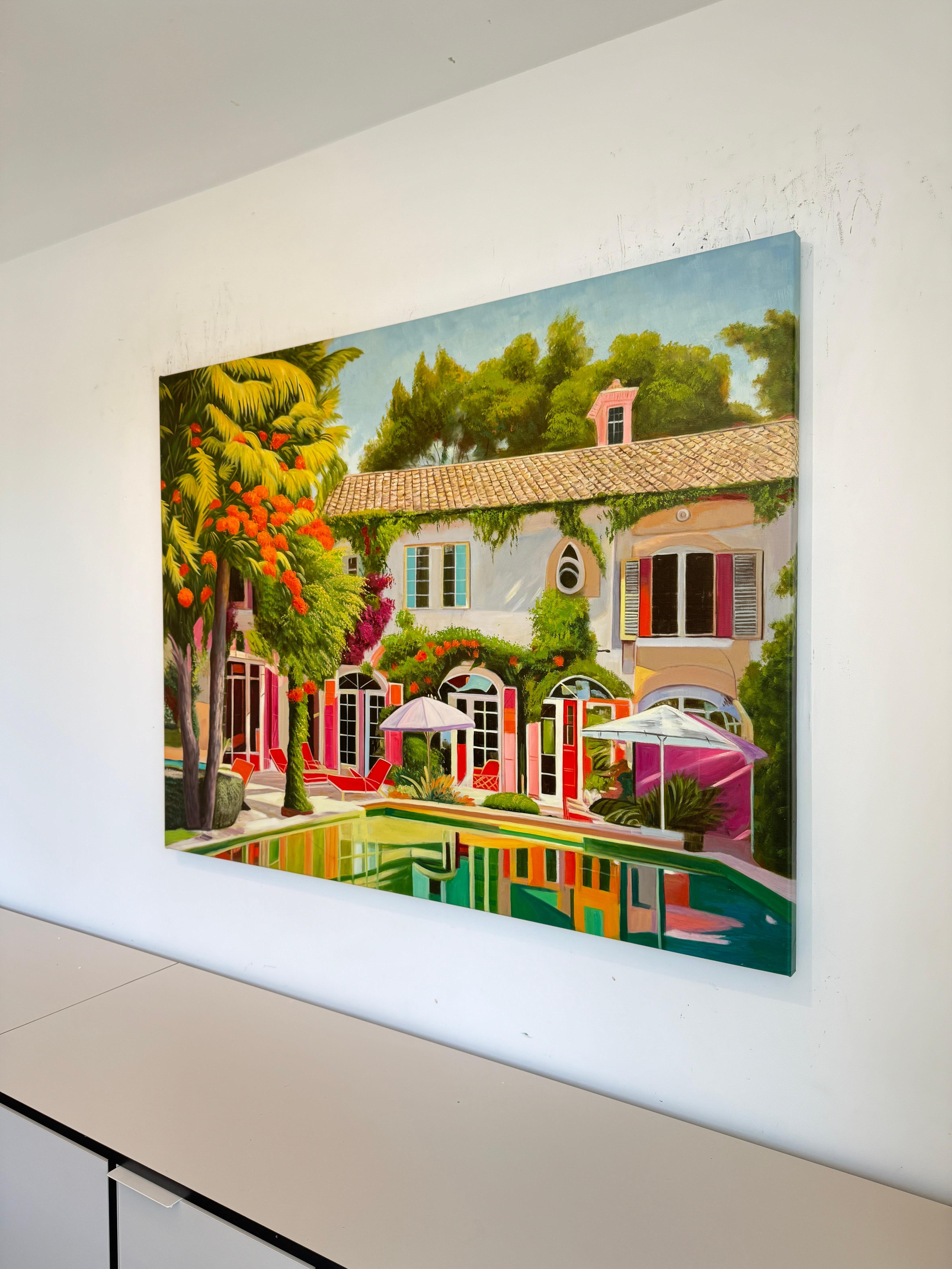 A House Becomes a Home With you - Contemporary Architecture Pool House Painting For Sale 7