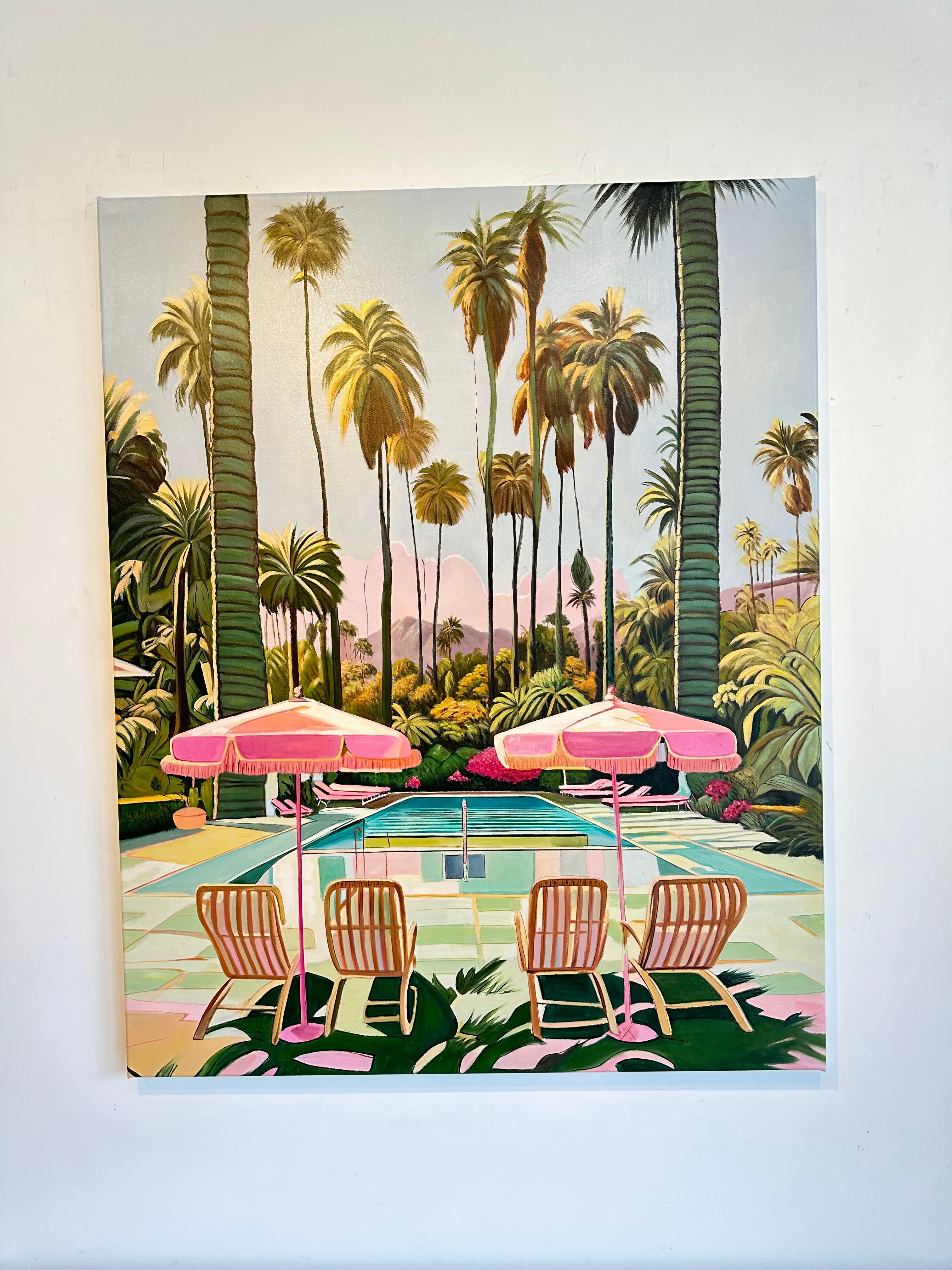 California Dreams - Pittura ad olio di architettura contemporanea - Painting di Lilly Muth