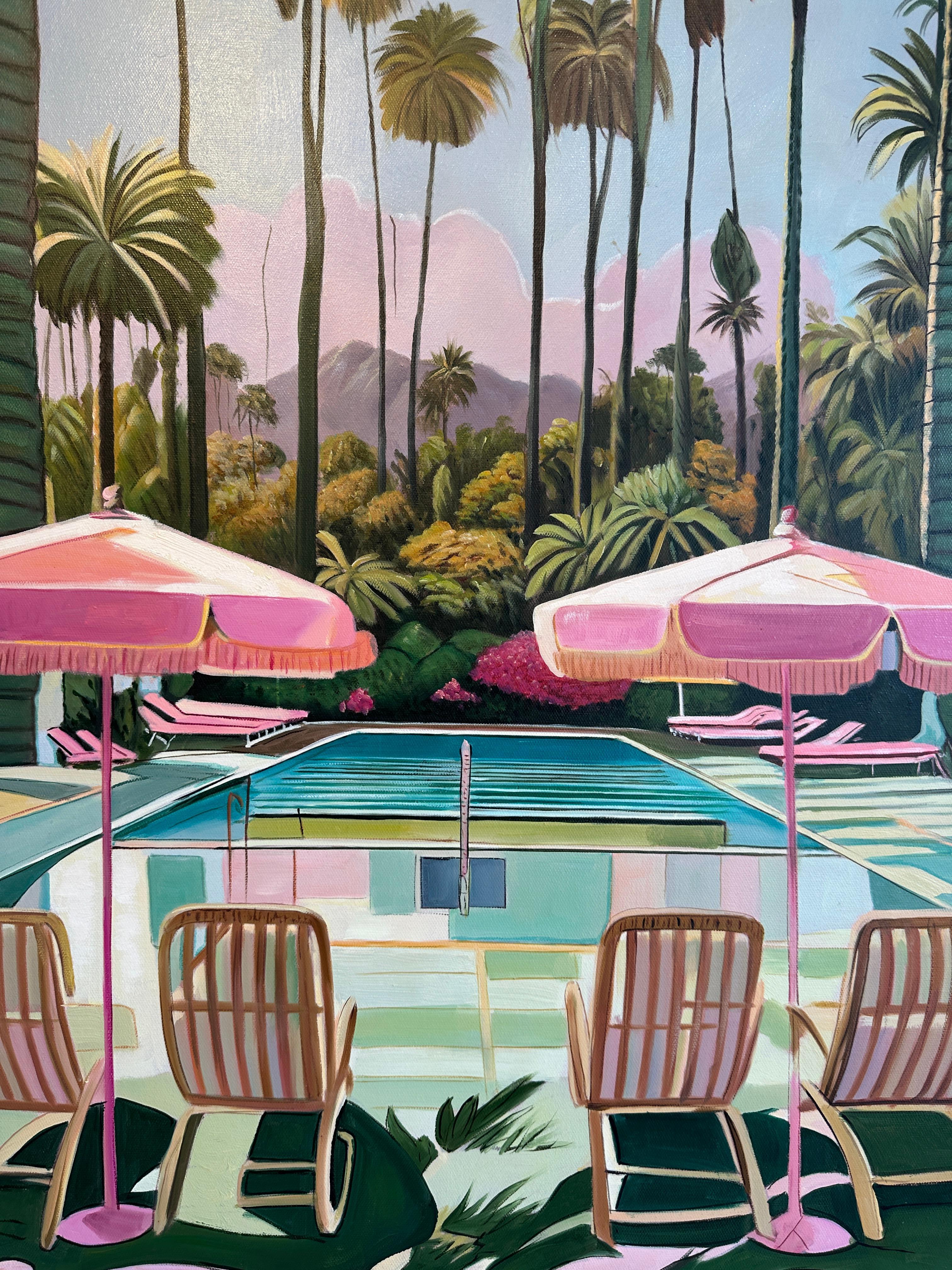 California Dreams - Pittura ad olio di architettura contemporanea - Painting Contemporaneo di Lilly Muth