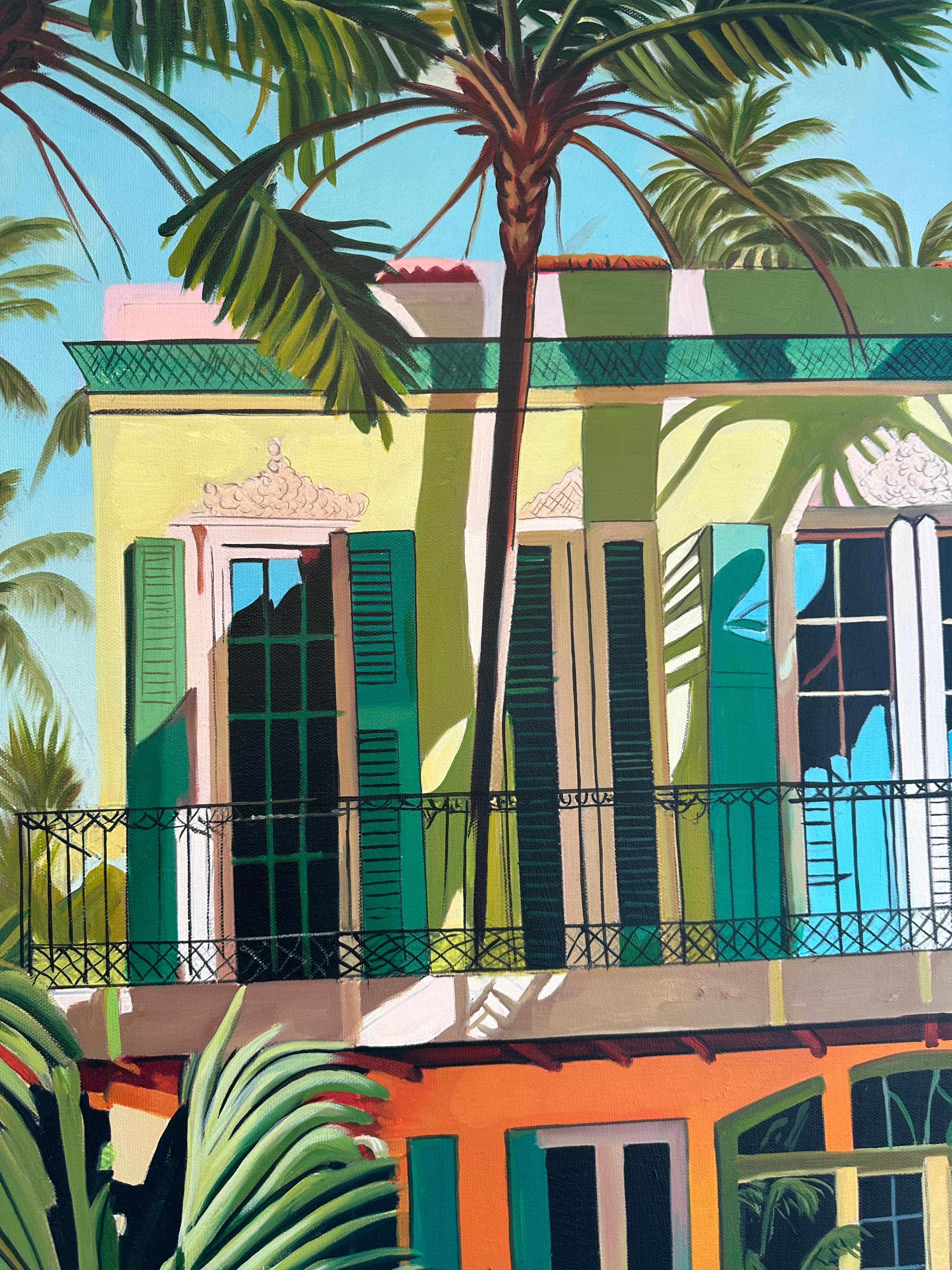 Cicadas and cool Waters - Contemporary Architecture Pool House Oil Painting 9
