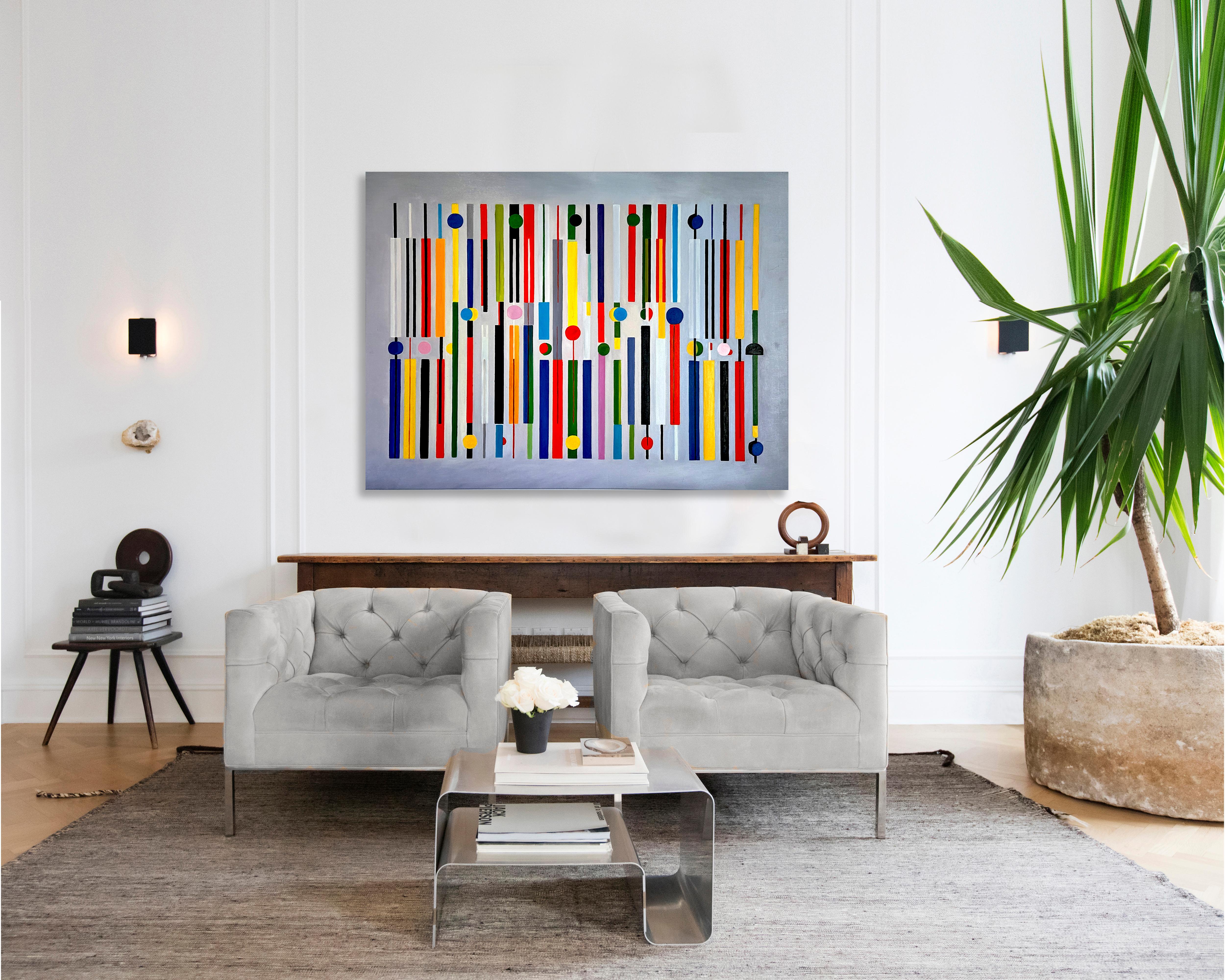 Colorful Love Lilly Muth - Contemporary geometric abstraction - Oil Painting For Sale 1