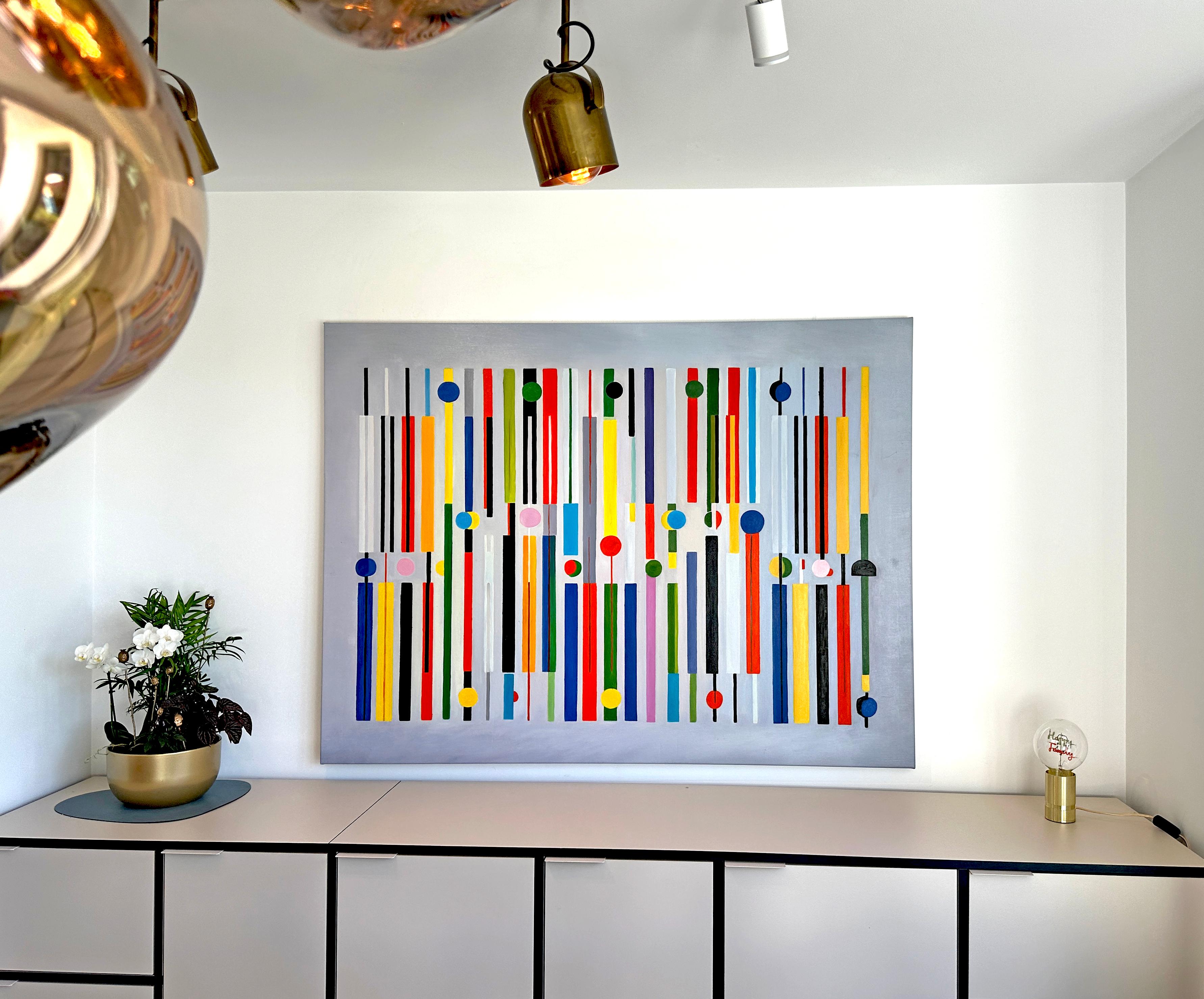 Colorful Love Lilly Muth - Contemporary geometric abstraction - Oil Painting For Sale 5