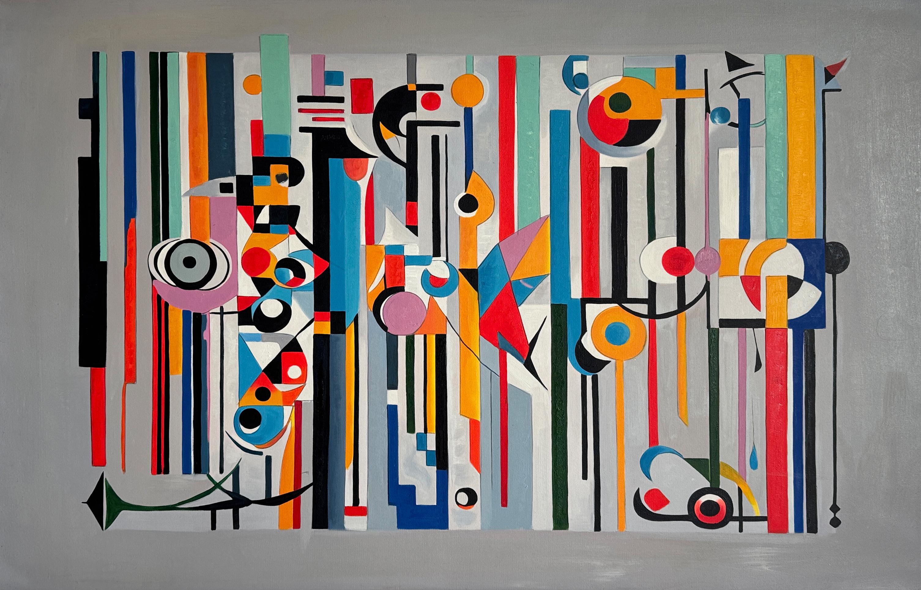 Connecting with you - Contemporary geometric abstraction - Oil Painting